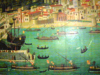 Napoli - Ingresso Castel dell'Ovo - Particolare tavola Strozzi - Anno 1465